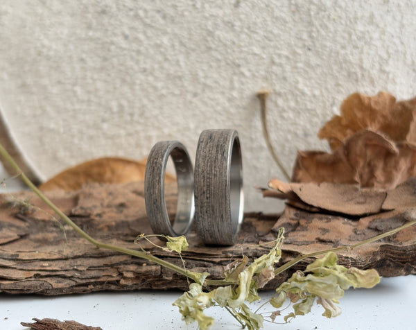 Set alianzas de Titanio y Madera Gris Terso (00500_4N7N)