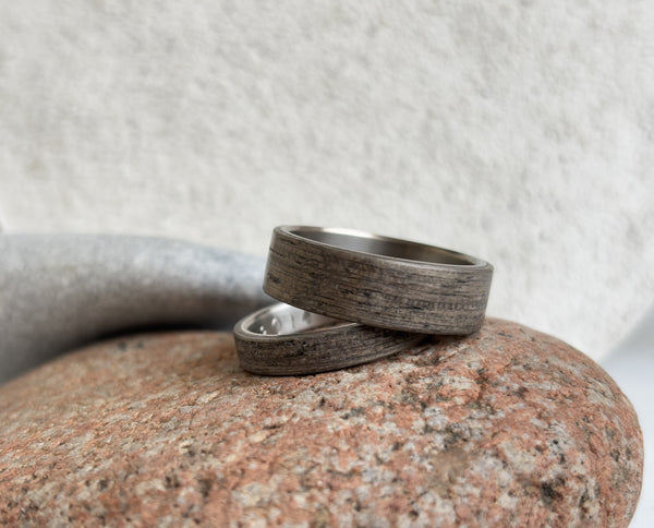 Set alianzas de Titanio y Madera Gris Terso (00500_4N7N)